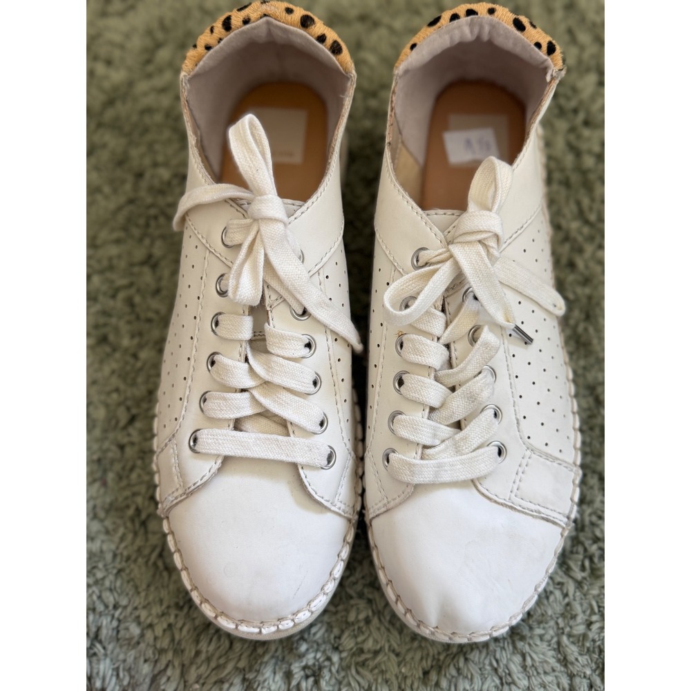 Dolce Vita White Leather Espadrille Platform Sneakers Leopard 9.5
